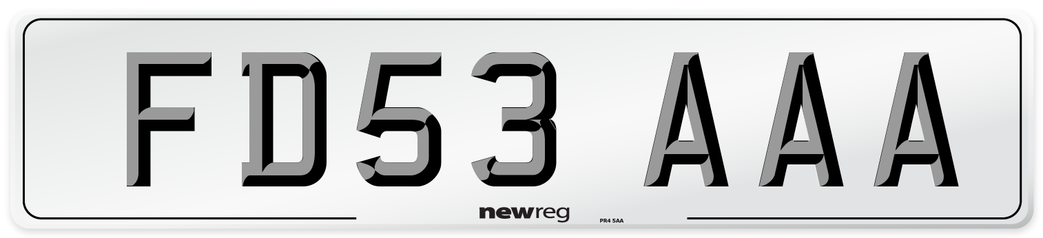 FD53 AAA Number Plate from New Reg